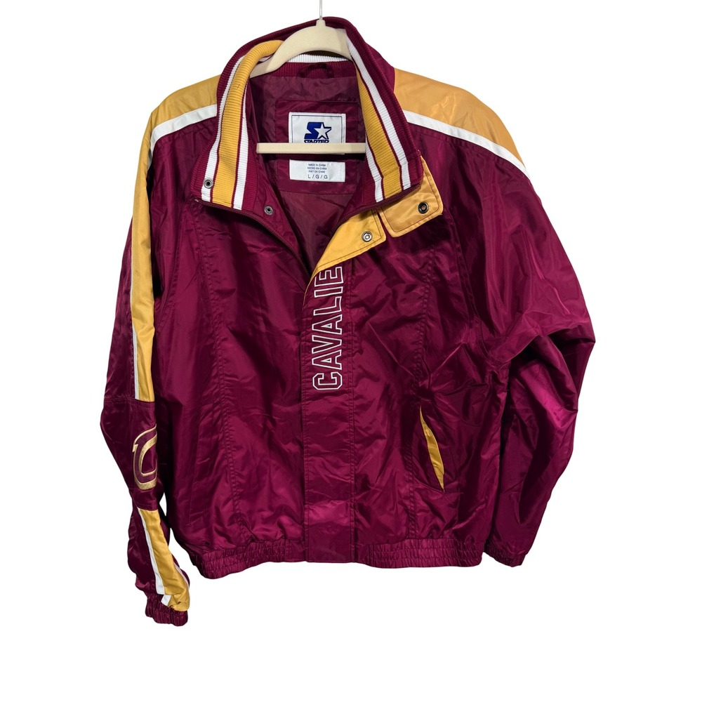 Starter Jacket Cleveland Cavaliers Full Zip Windbreaker NBA Men's Large Wine New